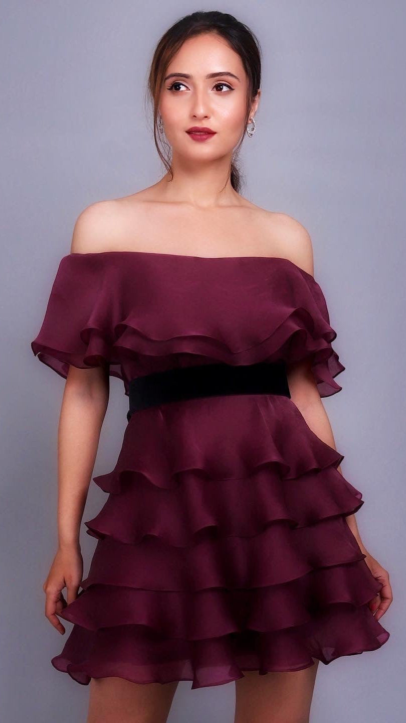 CHELSEA Embellished Ruffle Dress