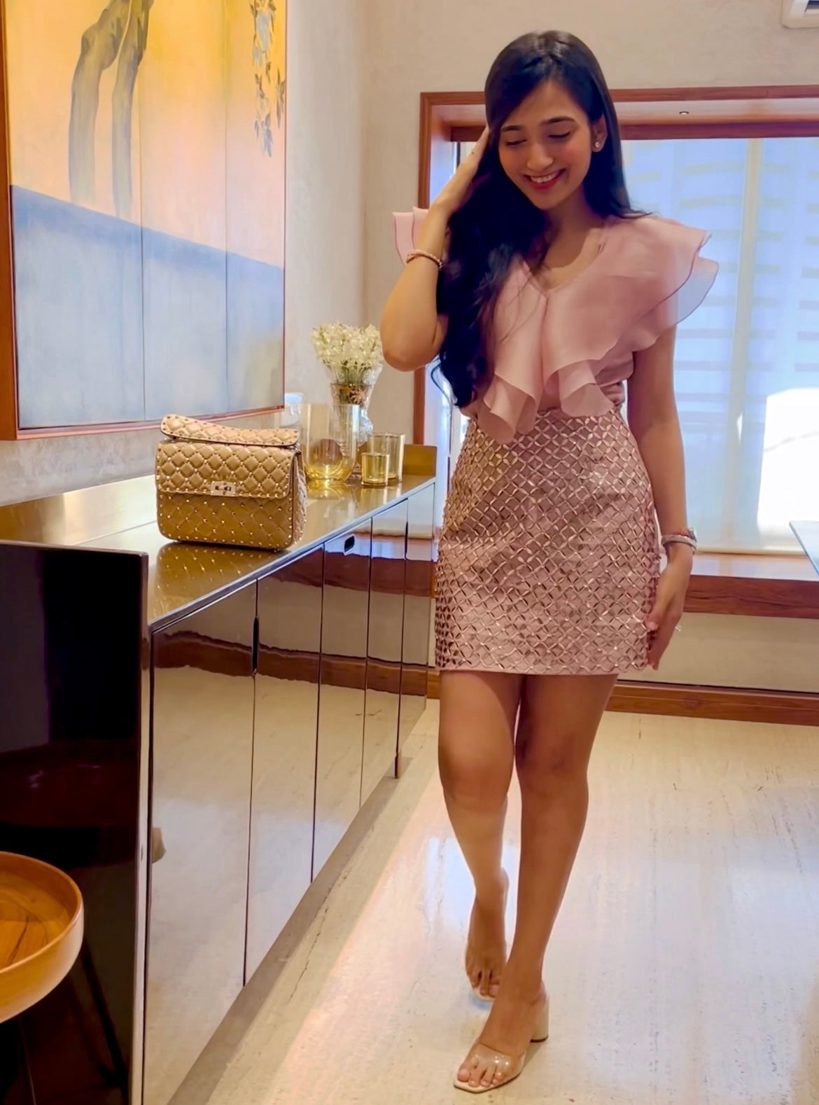 Quad Skirt & Waterfall Ruffle Top